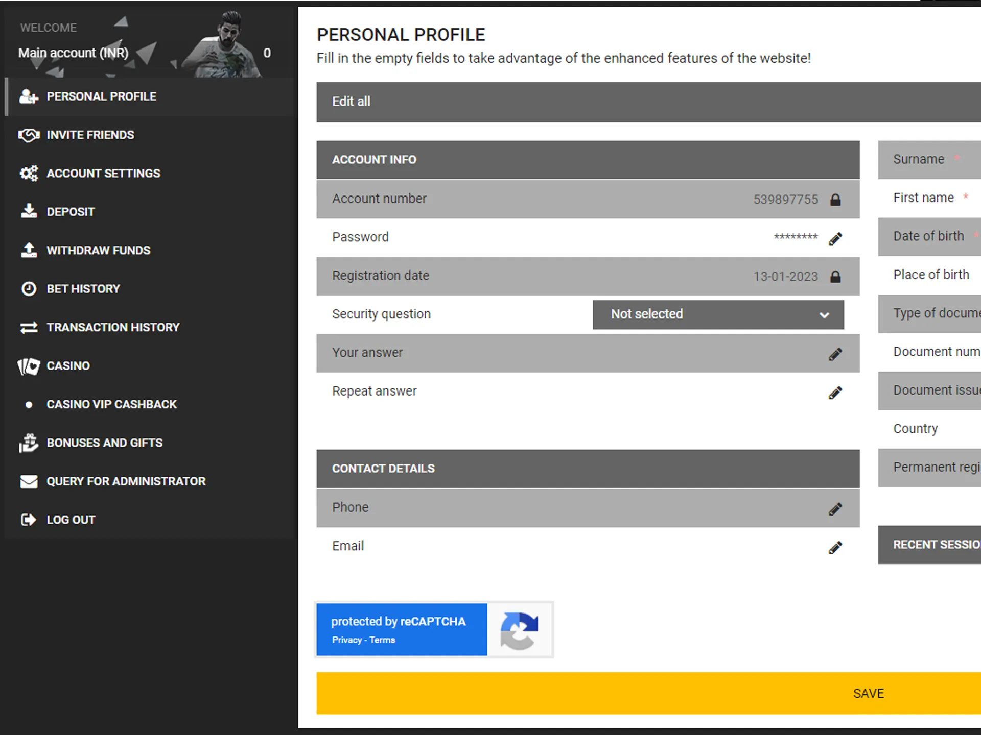 Fill all of the provided fields.