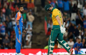 ‌SA vs IND | Twitter reacts to Hardik’s exaggerating win gesture after Surya wins first toss of series