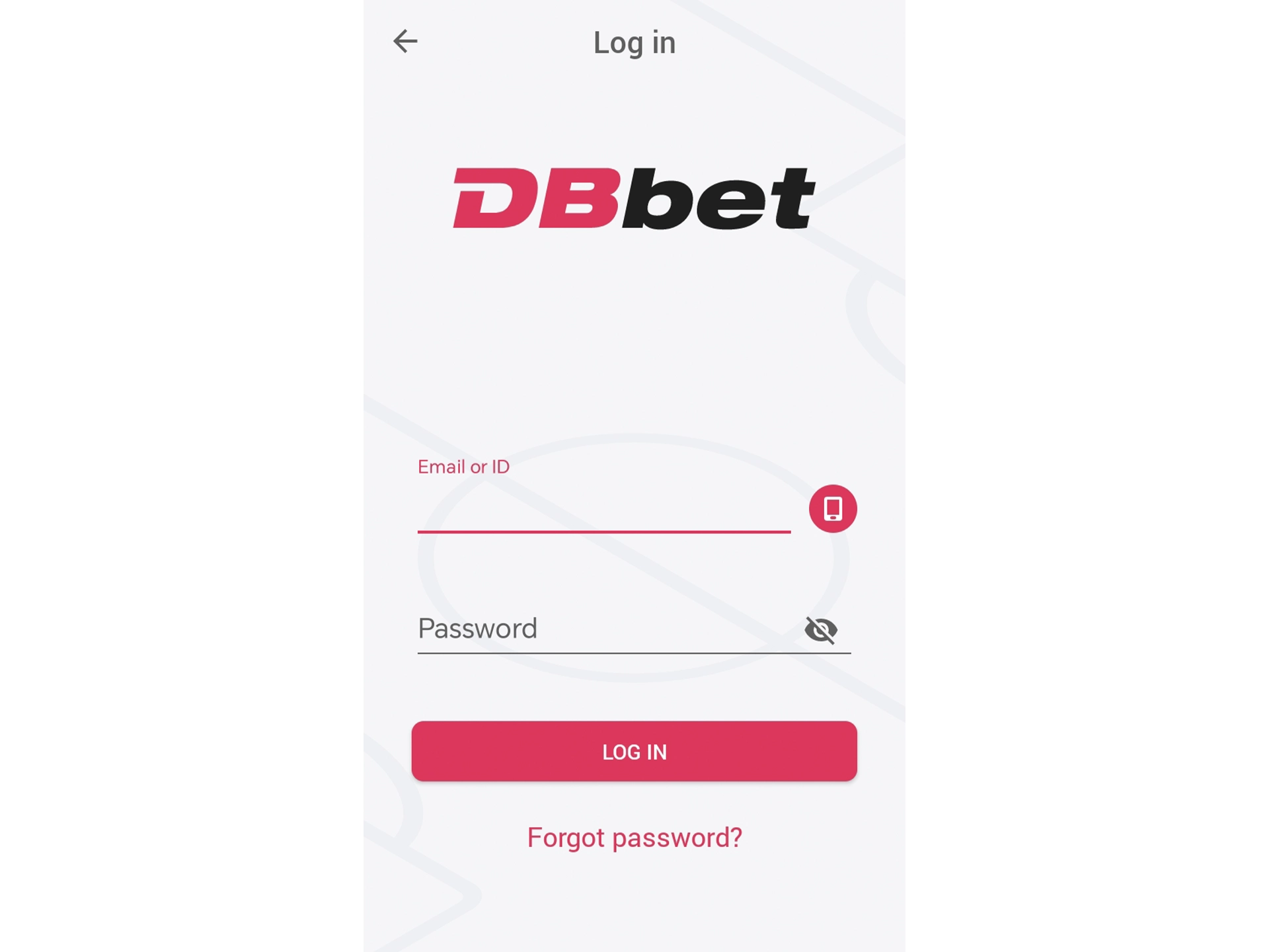 Enter your username and password to log in to your DBbet account.