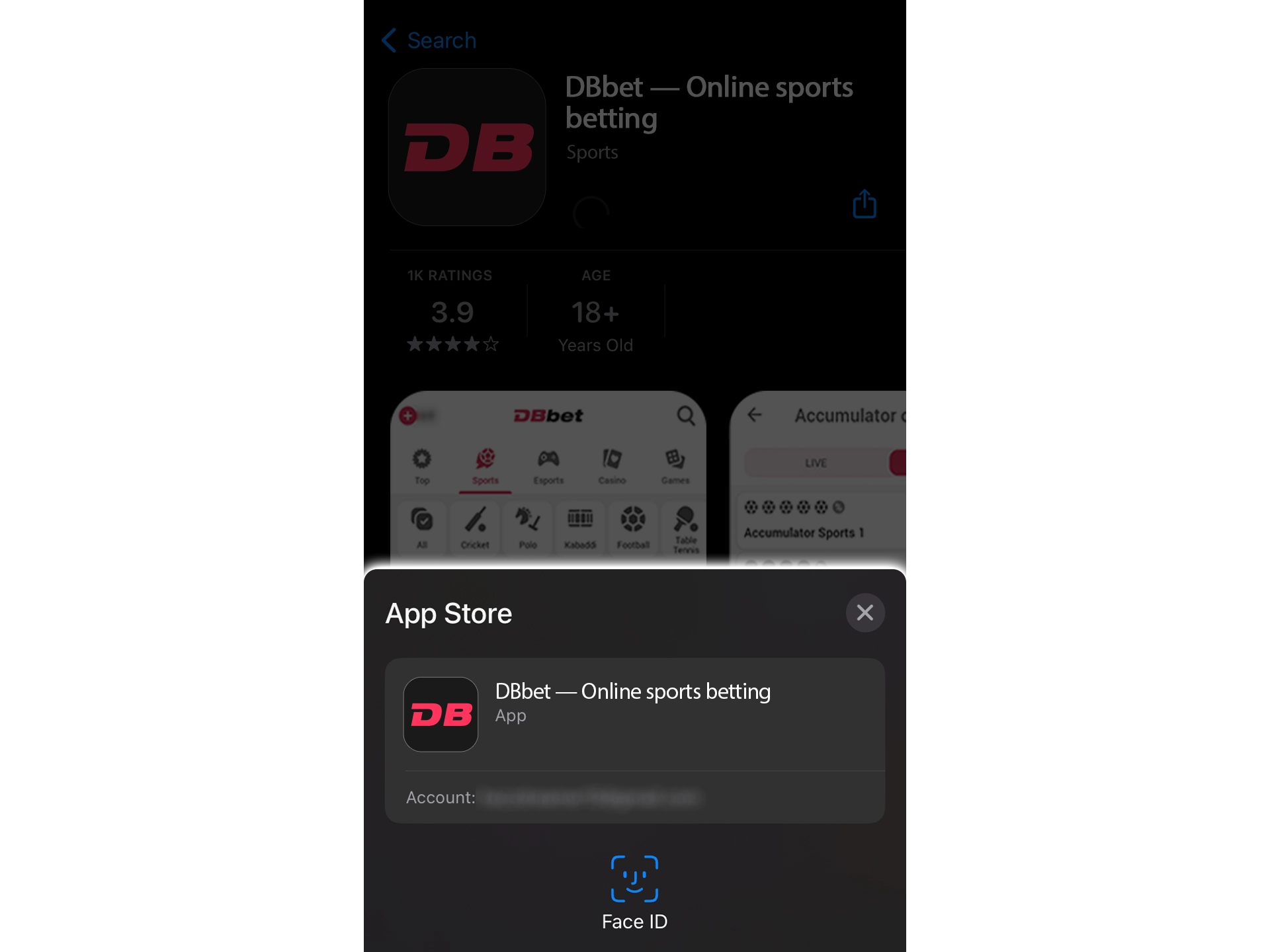 Confirm the download of the DBbet mobile app.