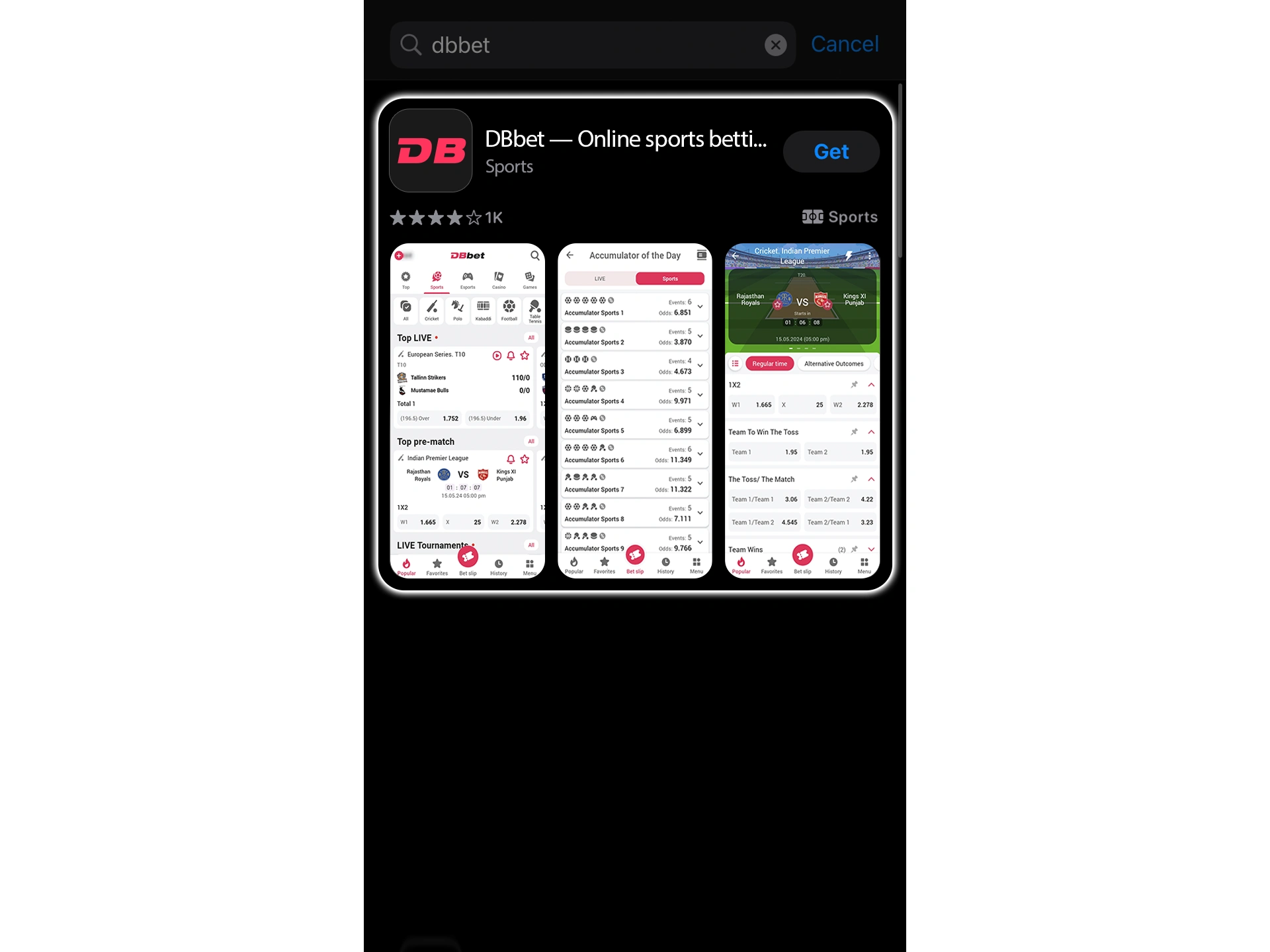 Find the DBbet app and click on it.