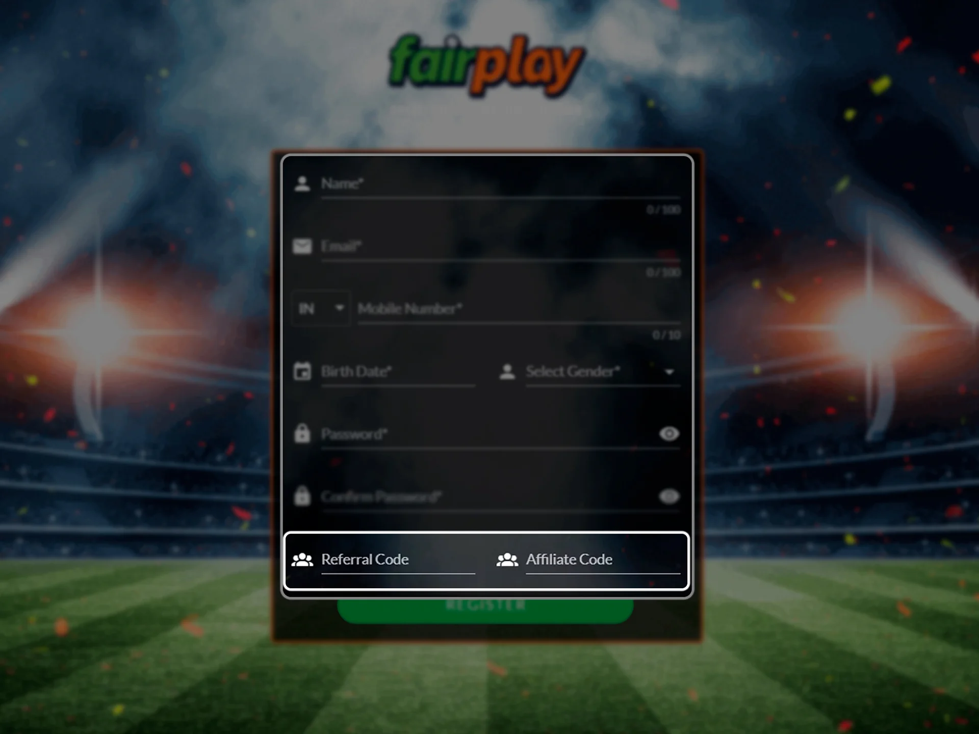 Fill in the promo code fields to get Fair Play bonuses.