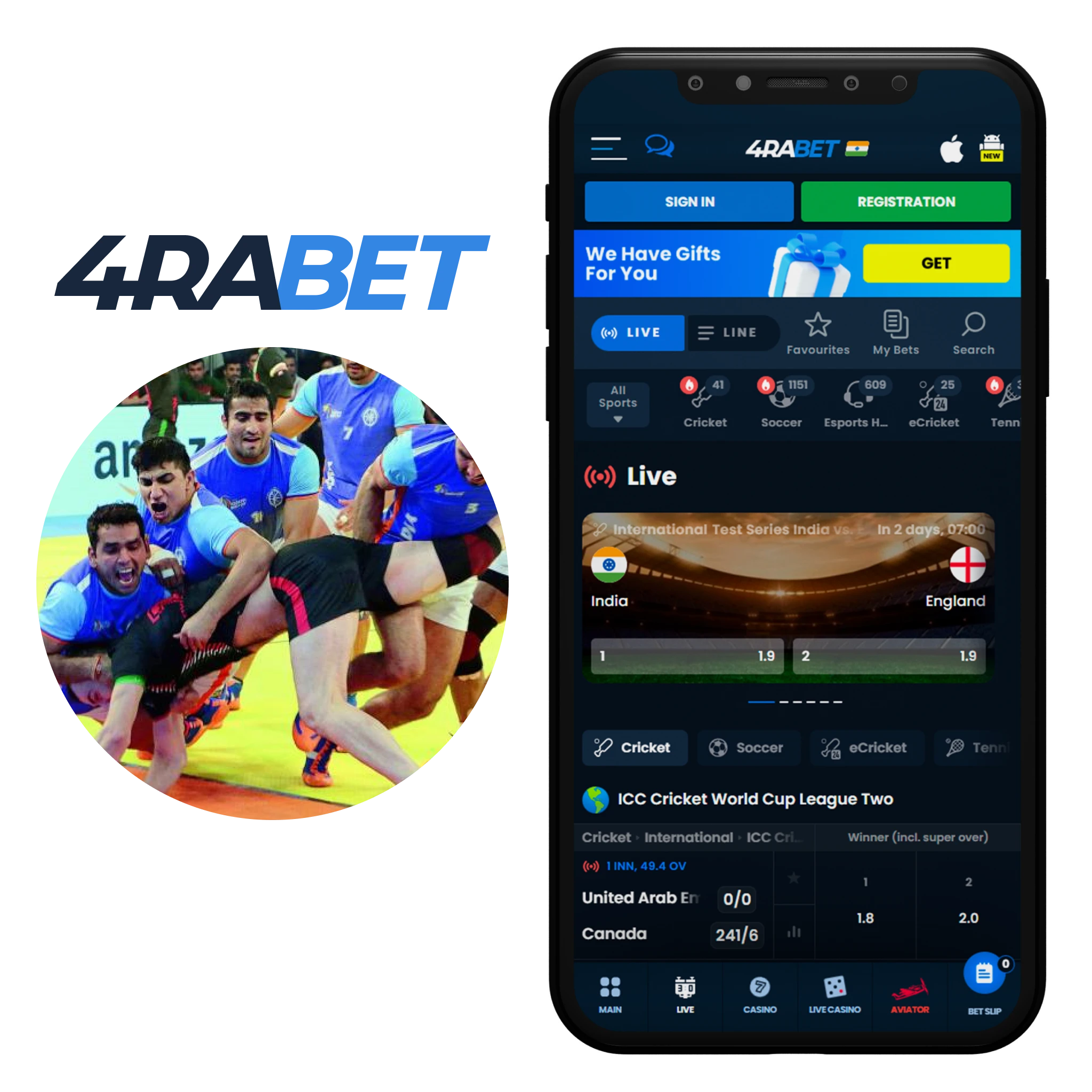 4rabet mobile application delivers a comprehensive and flawless platform for Kabaddi aficionados.