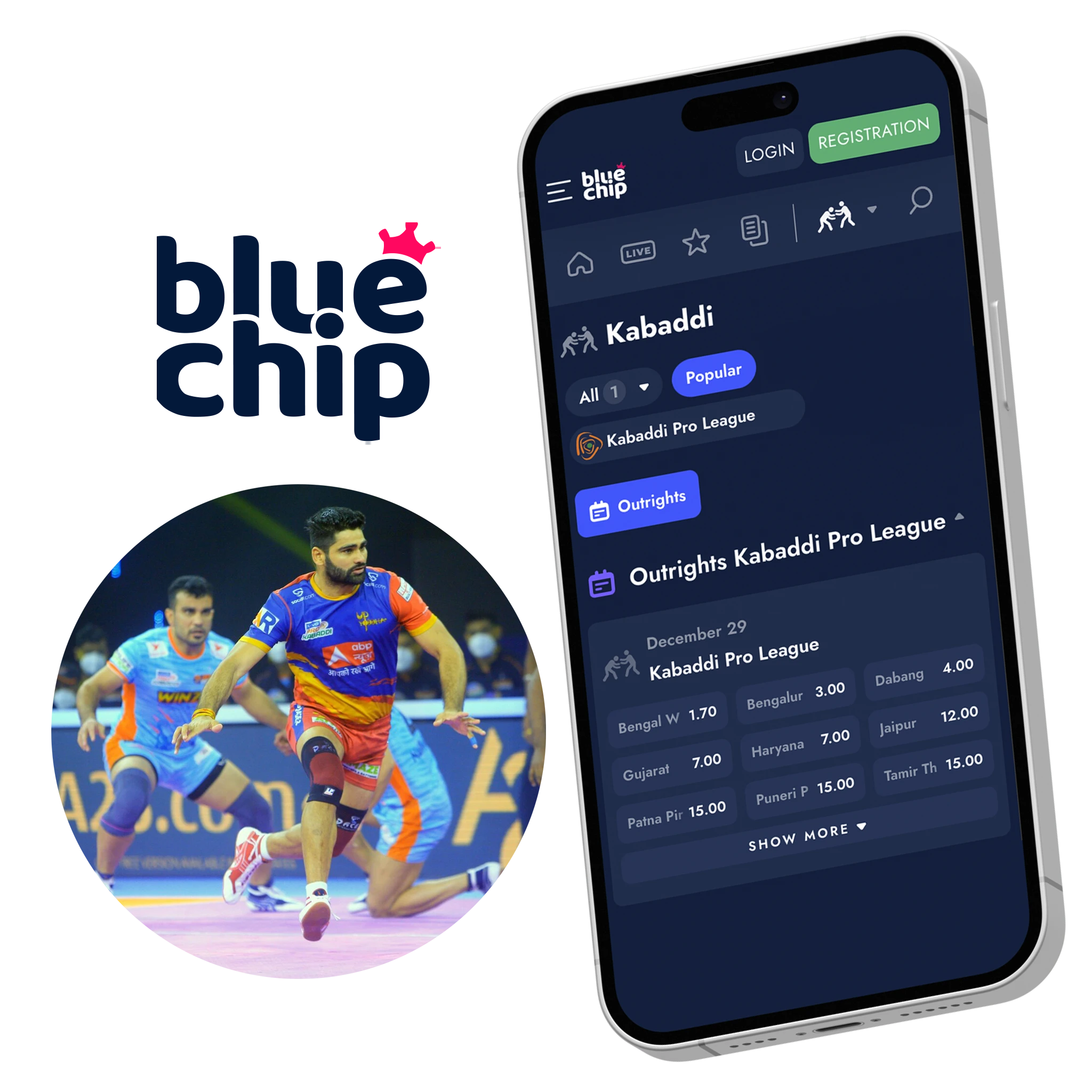 Bluechip mobile app can give you a positive experience in the world of kabaddi betting.