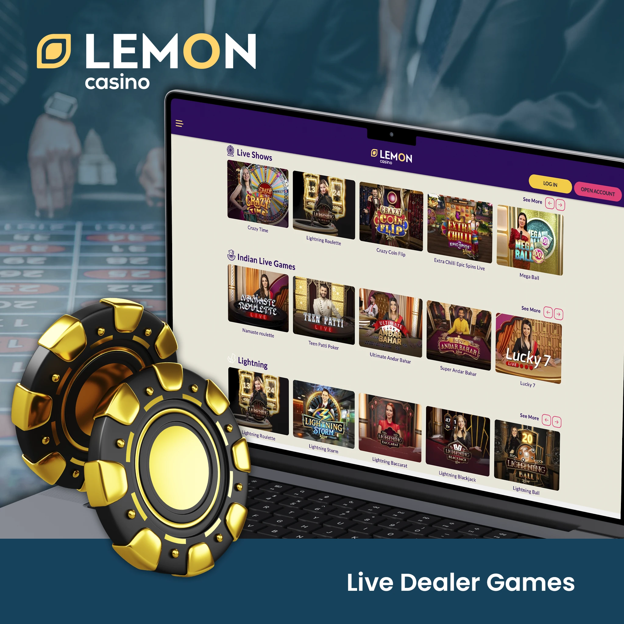 Live Dealer Games at Lemon Casino.