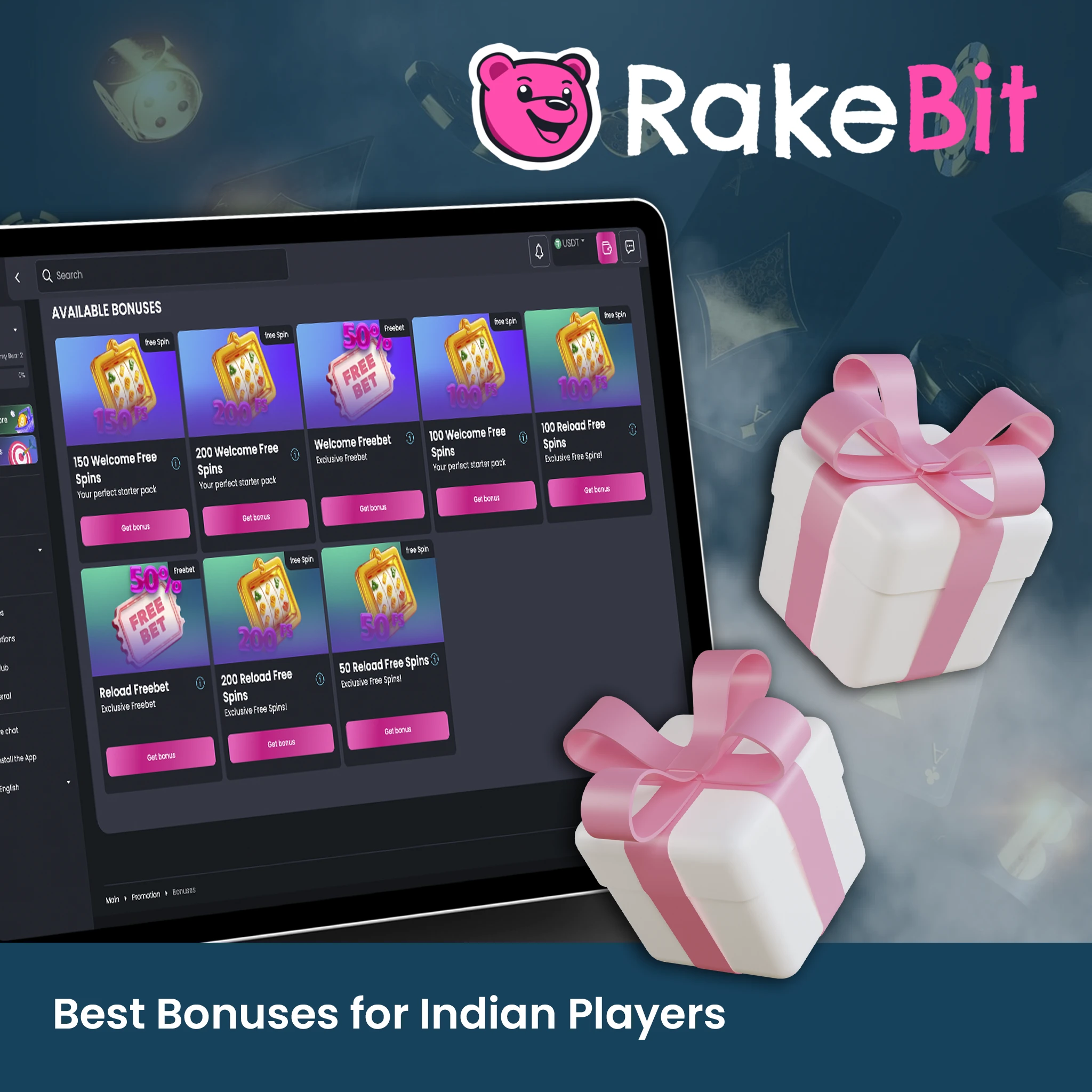 RakeBit Best Bonuses for Indian Players.